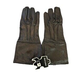 Black Leather Gauntlet Cosplay Renaissance Armor Swordsman Medieval Gloves XL